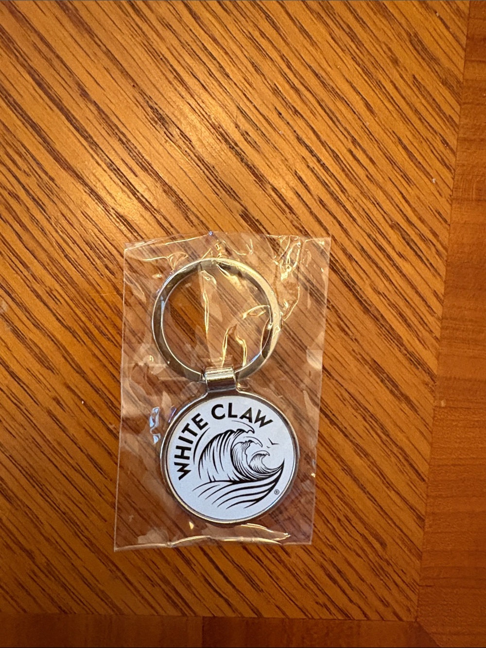 White Claw Wave Logo Keychain - Silver & White